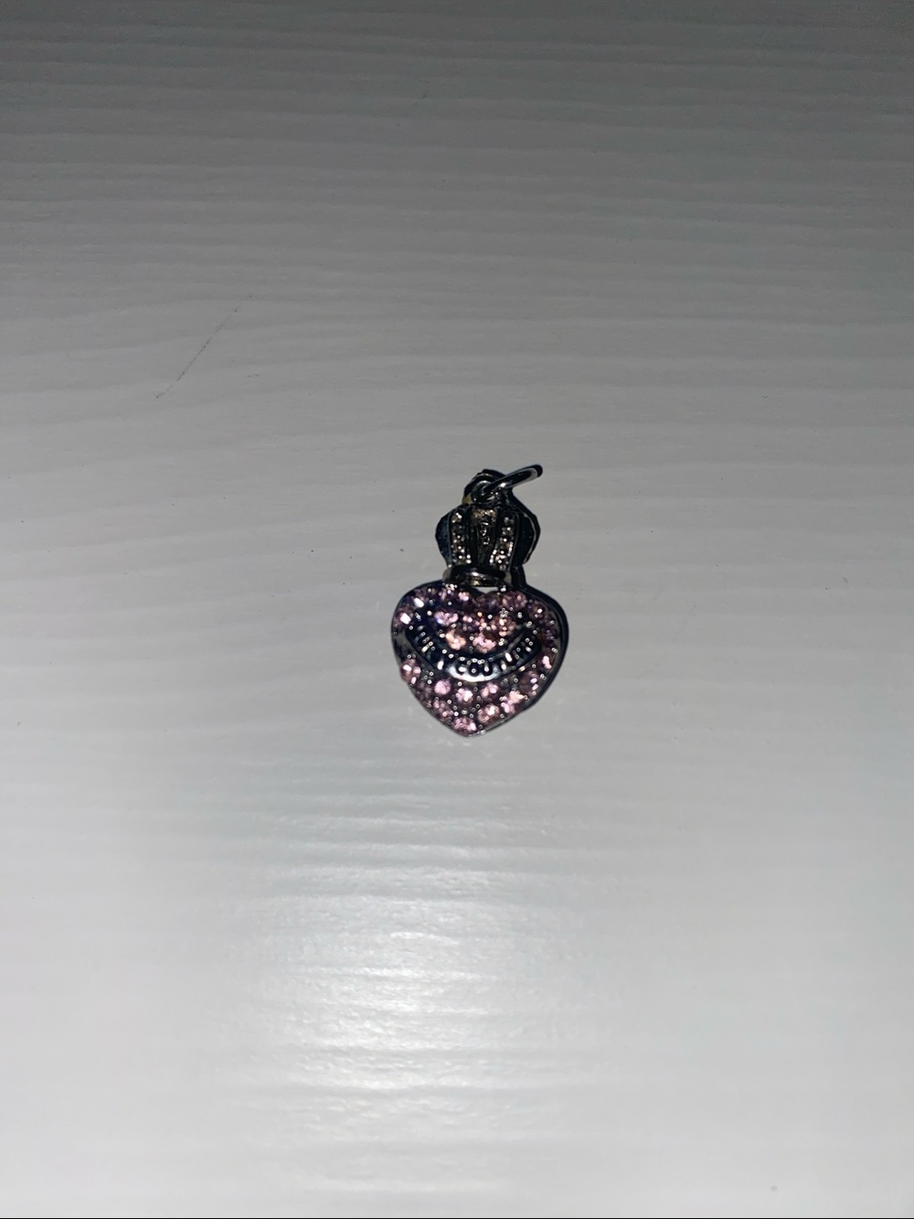 Juicy Couture Pink Crystal Heart Charm Silver Tone Pendant
